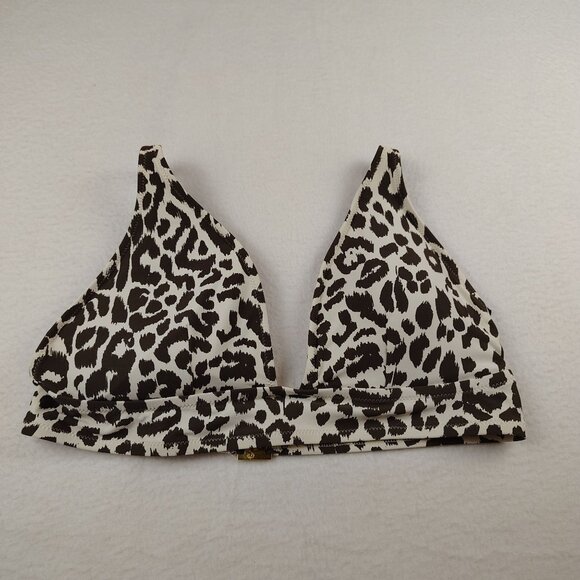J Crew Animal Print Bikini Bathing Suit Top Sz Large - Picture 1 of 7